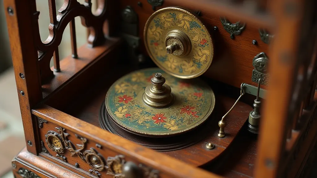 Bird-cage music box with intricate carvings