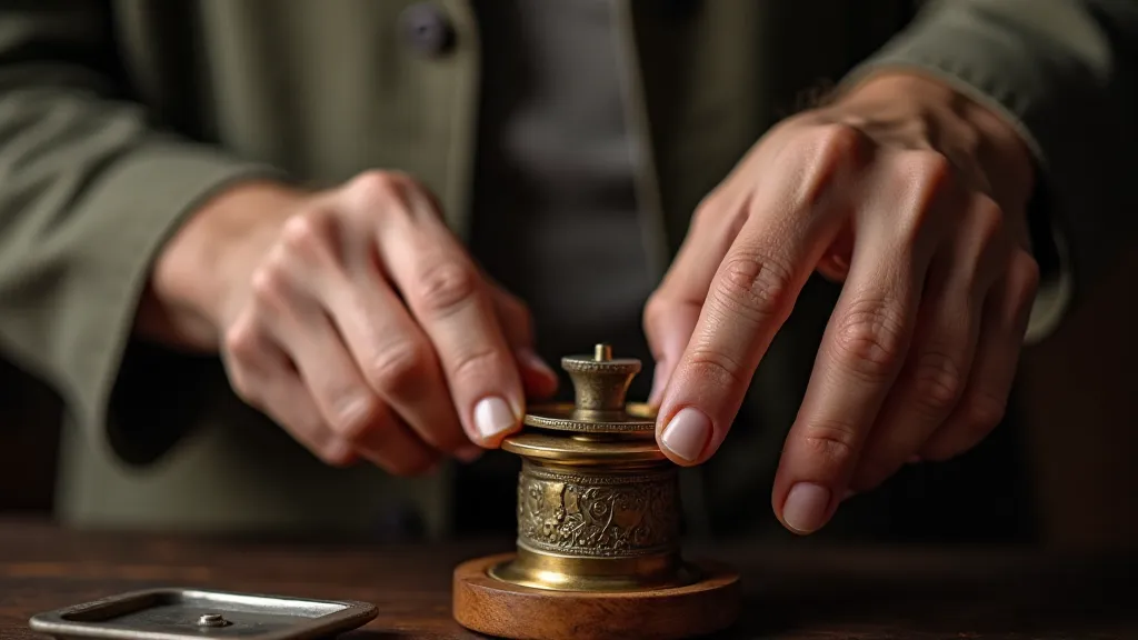 Collector Winding an Antique Music Box