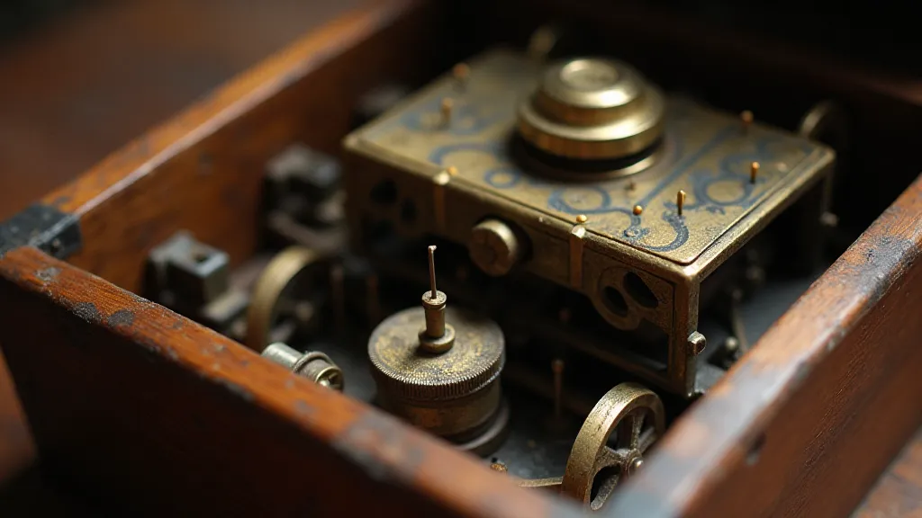 Detailed view of cylinder music box mechanism