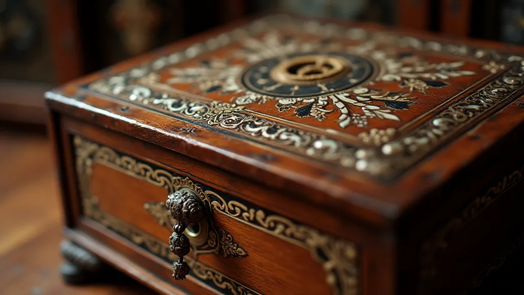 Mother-of-pearl inlay on an antique music box