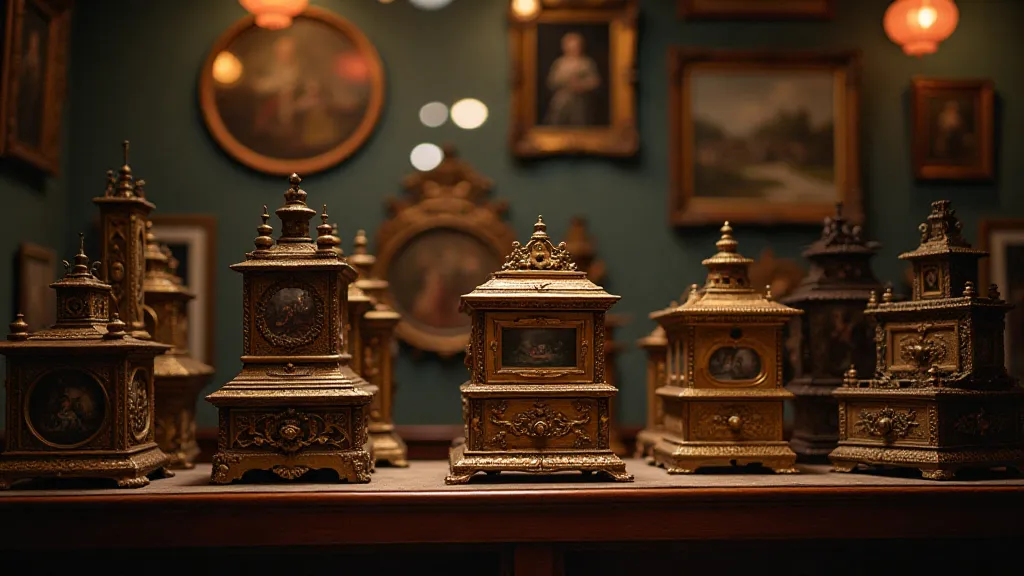 Collection of antique music boxes