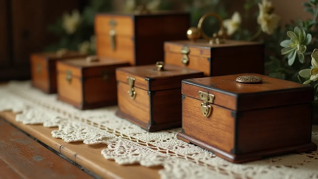 Collection of antique music boxes