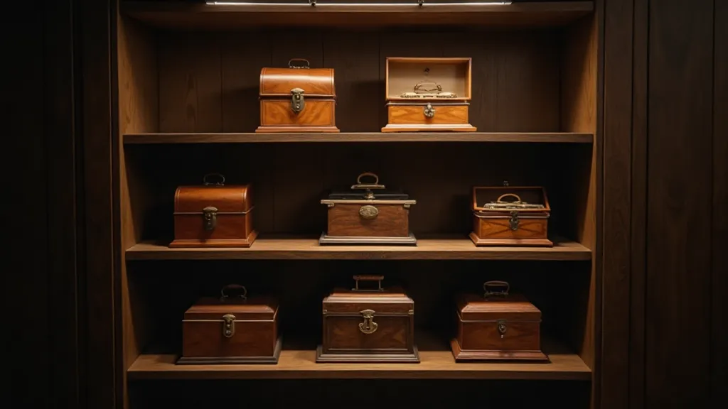 Collection of antique music boxes