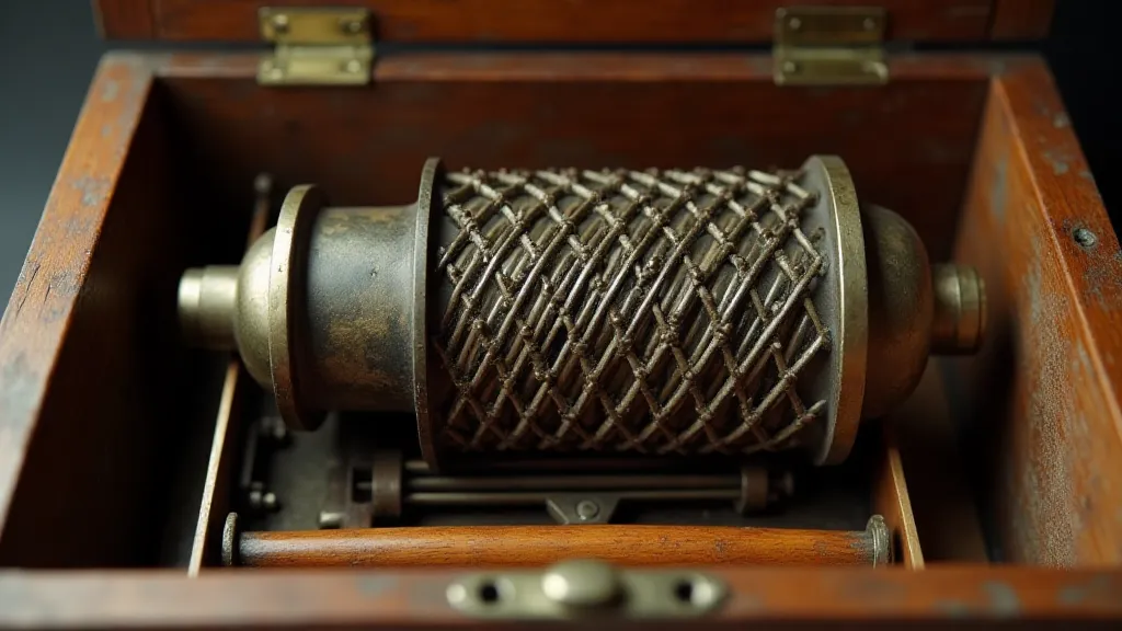 Detailed view of a music box mechanism