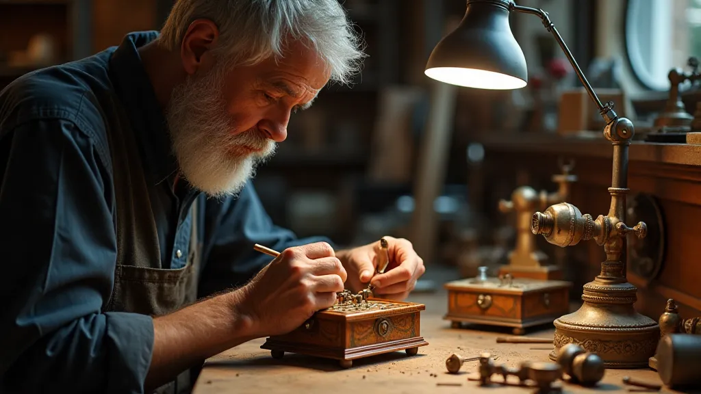 Music box restorer at work
