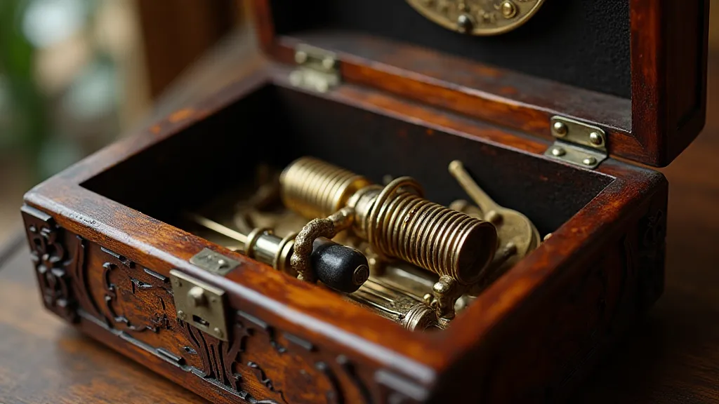 Detailed view of a Victorian music box